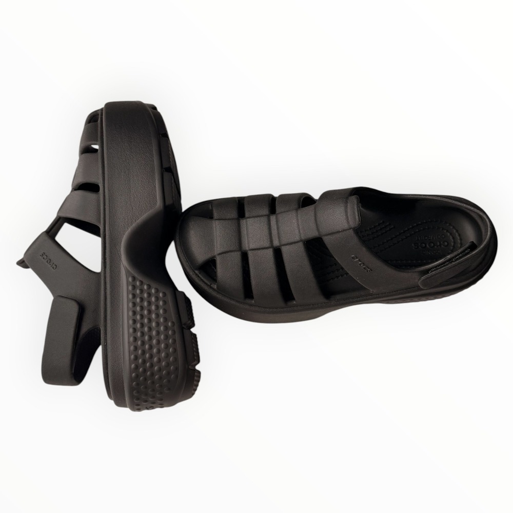 Crocs Stomp Fisherman Sandal Black Platform Caged Gladiator Chunky Women's 6 - Picture 6 of 10